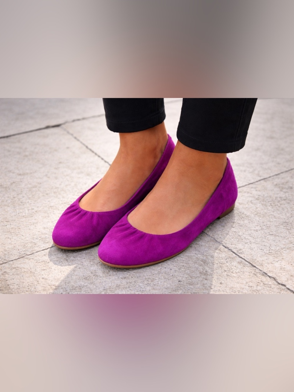 J.Crew Cece Flats Ballet Shoes Purple Suede Made In Italy Size US 8